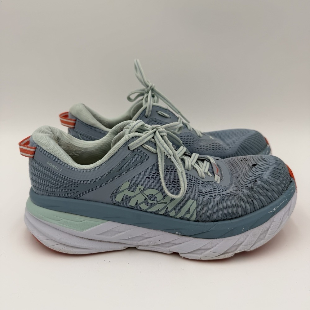 Hoka One One Bondi 7 Light Blue Running Shoes F27221L Women's Size 8.5 *Read*